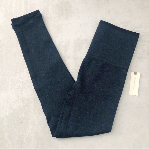 Anthropologie Splits59 Mila Seamless Leggings Indigo Blue Polka Dots NEW - Picture 1 of 5